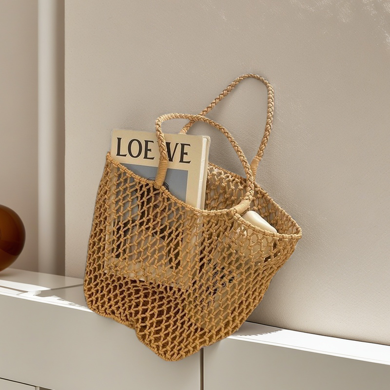 Hollow Cotton Rope Handwoven Tote Bag Mesh Beach Shoulder Bag