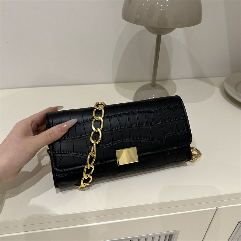 2025 Summer New Stone Pattern Minimalist Chic Handbag Shoulder Women's Bag Textured Solid Color Underarm Small Square Bag Wholesale