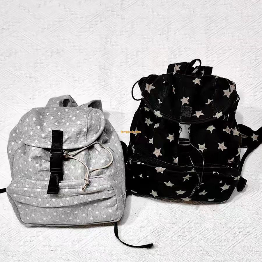 Korean Niche Large Capacity Polka Dot Star Backpack Vintage Commuter School Bag Japanese Casual Pocket