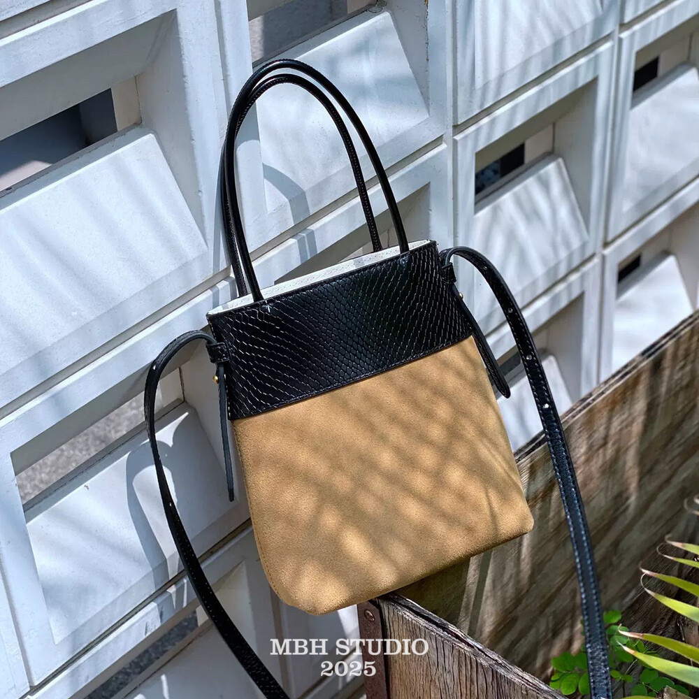 Lizard Embossed Leather Patchwork Nubuck Small Design Phone Bag Casual Handbag Crossbody with Strap