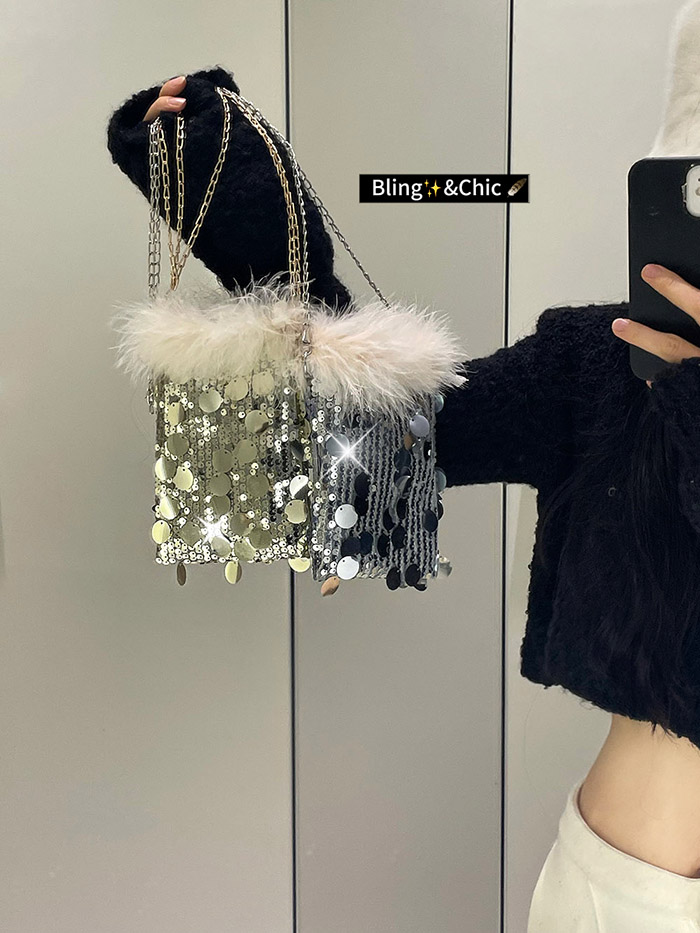 Feather Sequin Crossbody Phone Bag